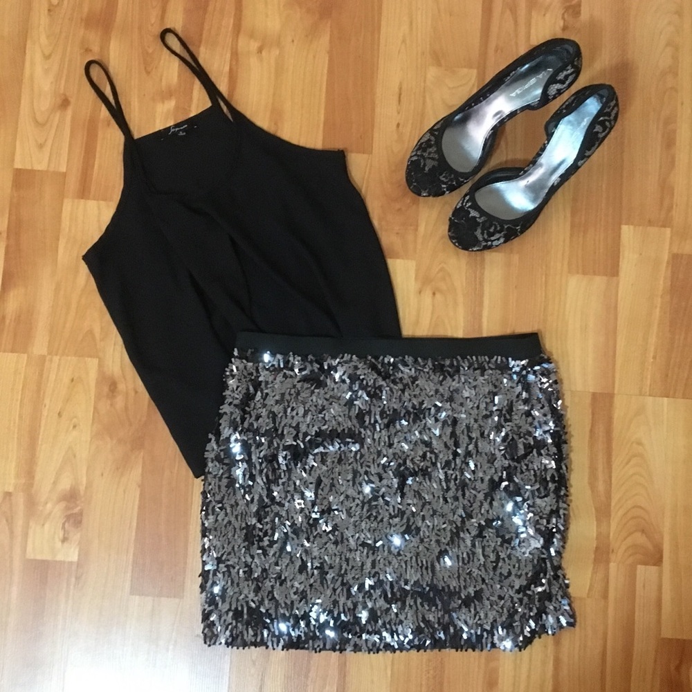 {express} sequin skirt